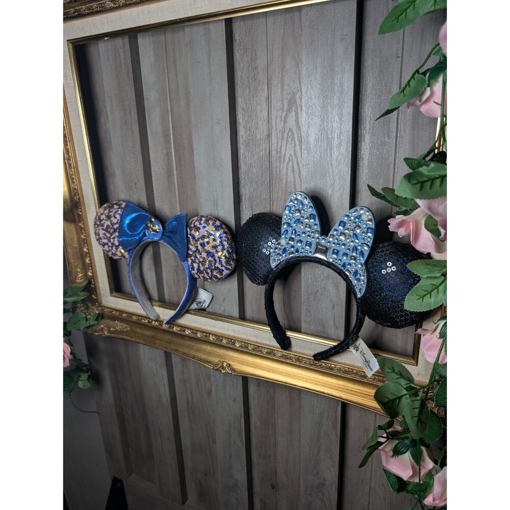 Disney Minnie & Mickey Mouse Sequin Bow Ear Headband Blue Purple Red Stars - Picture 4 of 6